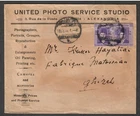 EGYPT    1944 ARMENIAN PHOTO STUDIO IN ALEXANDRIA COVER TO GUIZEH
