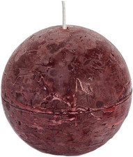 6 Candele Rustiche Non Profumate a Sfera, Cera Di Paraffina Rosso Vino, P X H 80