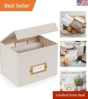 Sophisticated Linen Recipe Box - Portable Storage for 250 Family Recipes