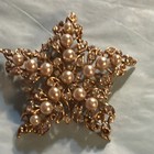 Gold Tone Star Brooch Pin w/ White Round Imitation Pearls & Rhinestones vintage — photo 2