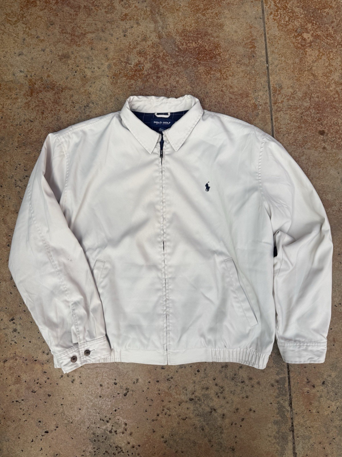 Vintage Polo Sport Ralph Lauren Jacket Mens L White Windbreaker Bomber Style