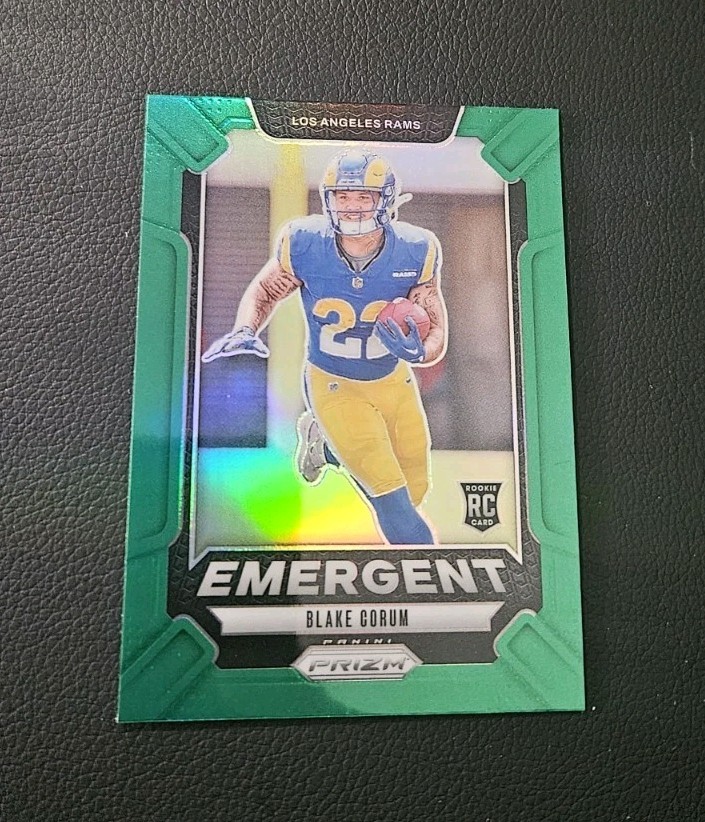2024 Panini Prizm Blake Corum Emergent Green Prizm Rookie Card Los Angeles Rams