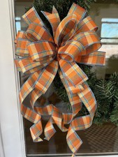 Fall Scarecrow Plaid Bow for Halloween Fall P...