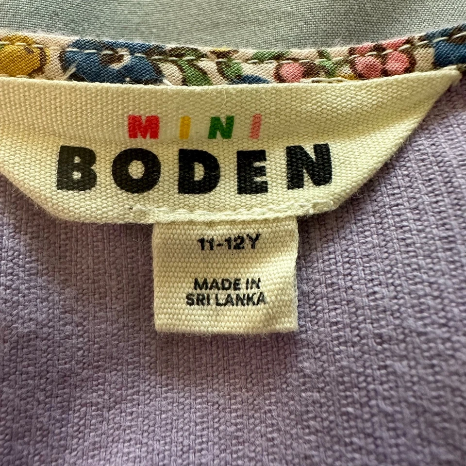 Mini Boden Button Pinafore Dress Corduroy Girls 11-12 Purple Pockets - Image 3 of 4