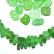 20 Small Sea Glass Beads Green Real Genuine Drilled Beach Glass Bulk 6-10mm