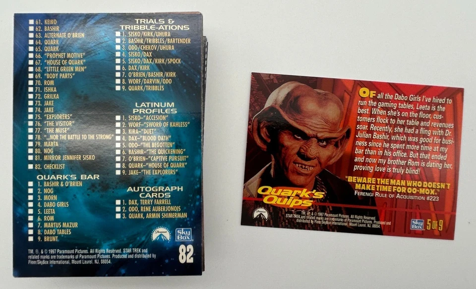 Star Trek Deep Space Nine Profiles - 82 Card Skybox Base Set Complete + Bonus - Image 3 of 4