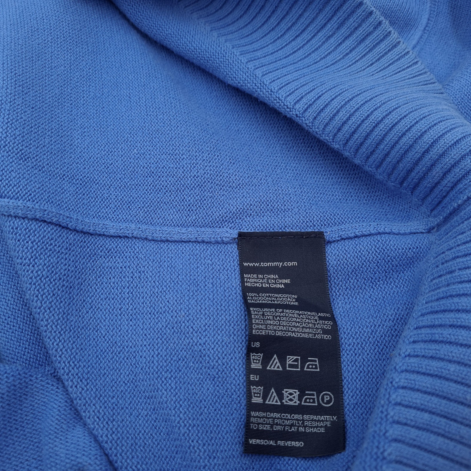 Tommy Hilfiger Mens Pullover Sweater Blue Cotton Classic Knit Ia0 Size L thumbnail 6