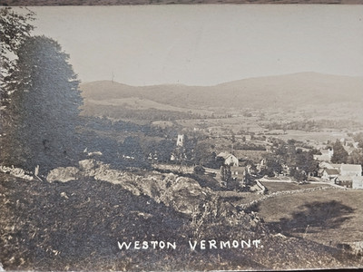 Aerial Town View Of Weston, VT Original Real RPPC Post Card Posted Oct 24, 1910