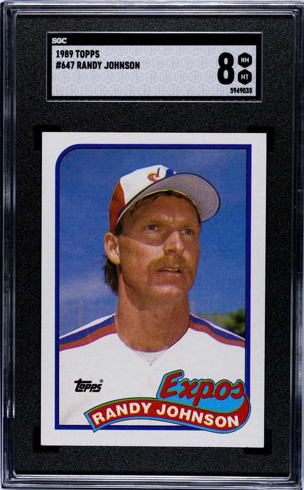 1989 Topps #647 RANDY JOHNSON Rookie SGC 8 Expos MLB HOF 0898