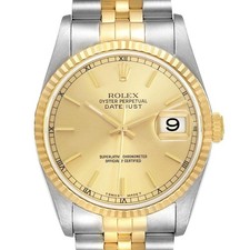 Rolex Datejust 36 Steel Yellow Gold Champagne Dial Mens Watch 16233 Papers
