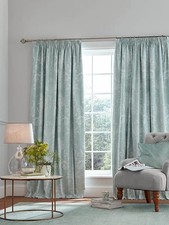 Laura Ashley Josette Blackout Lined Pencil Pleat Curtains Duck Egg 162x228cm A