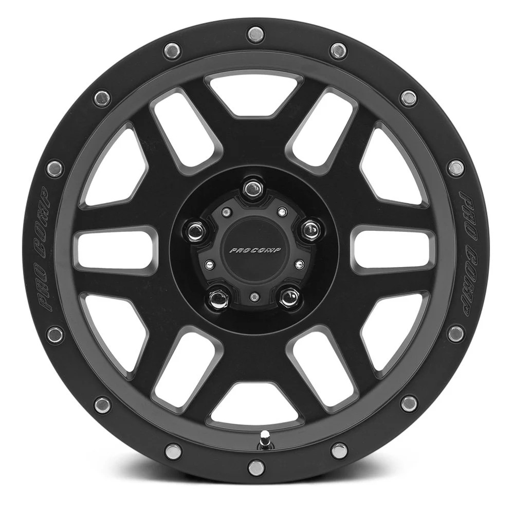 Pro Comp 17 Inch Rims Pro Comp PA41 PHASER Wheels 17x9 (-6, 6x139.7, 108) Black Rims Set of 4 ...