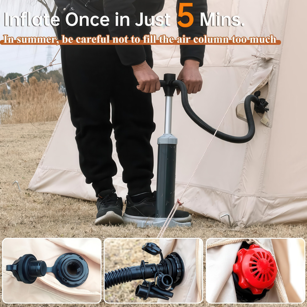 Inflatable Tent w Pump for 4-6 Person, Easy Setup Waterproof w 12 Mesh Window