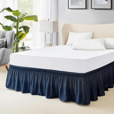 King Bed Skirt, Dust Ruffle for King Size Bed, Easy Fit with 15-Inch Tailored Dr