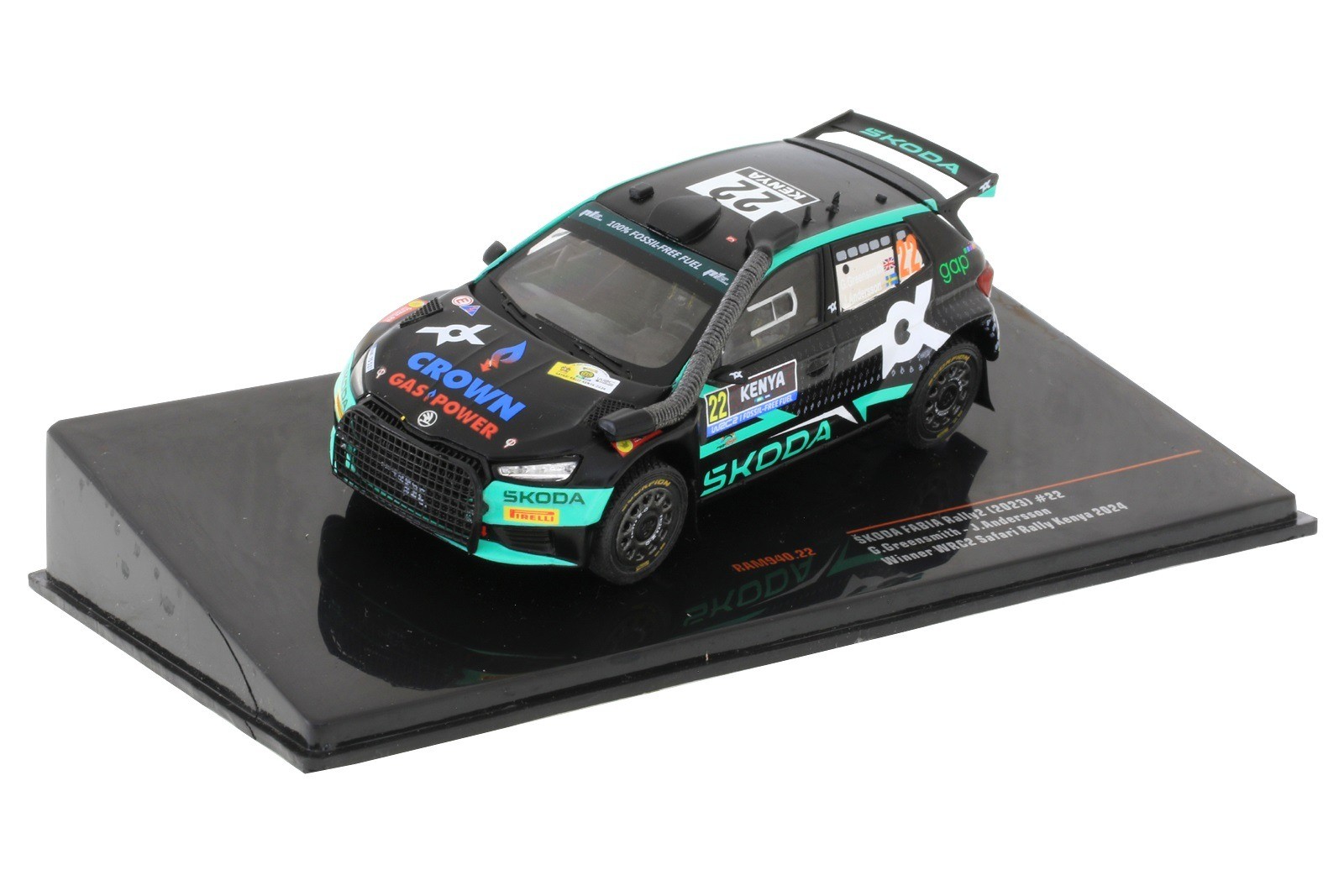 Miniature SKODA Fabia Rally2 IXOMODELS voiture de rallye Kenia miniature en métal 1/43