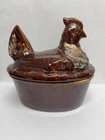 Vintage Hull Pottery Brown Drip Hen on Nest Casserole Dish Oven Proof USA