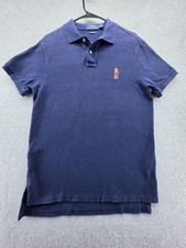 Polo Ralph Lauren Polo Shirt Mens Large Navy Polo Bear Custom Fit Cotton Pique