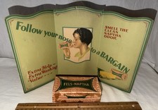 ANTIQUE UNOPENED BAR FELS NAPTHA HAND SOAP CLEANER W/ COUNTRY STORE DISPLAY SIGN