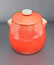 Vintage Hall's Superior Quality Kitchenware Red/White Lided Soup Pot Made in USA