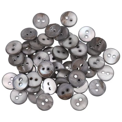 50 Stück Natürliche Muschelknöpfe 2-Loch 11.5mm Perlmuttknöpfe Grau - Bild 1 von 4