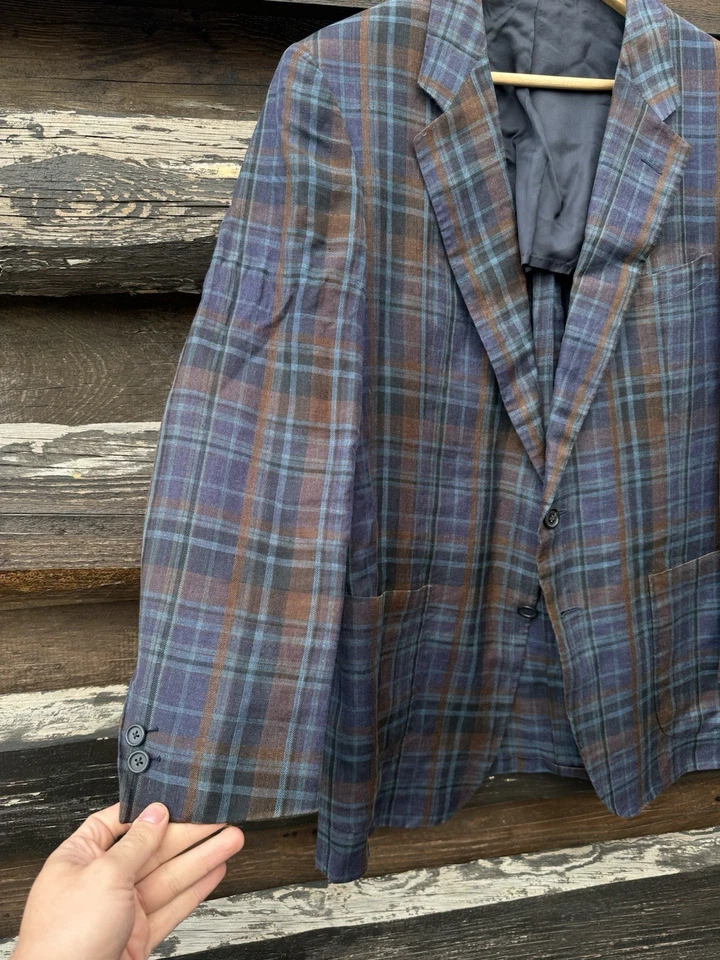 Chaqueta Blazer D’Avenza Roma 42 R Todo Lino Cuadros 2 Botones Foto 4 de 4