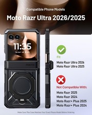 For Moto Razr Ultra 2026/2025 Case Poetic Magnetic Ring Kickstand Black/Black