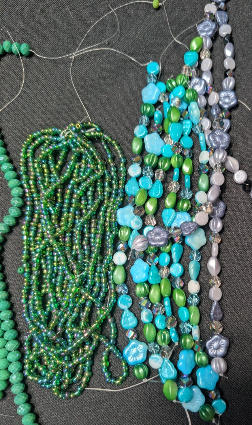 Green Blue Turquoise BEAD LOT 1.5lb+ 41 strands Glass Czech BULK Crystal Stone