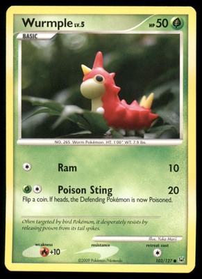 Wurmple 103/127 Platinum Regular Non Holo 2009 Pokemon Card Light Played LP