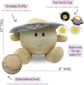 Saturn Buddy Plush Toy | Embroidered Features, STEM Learning