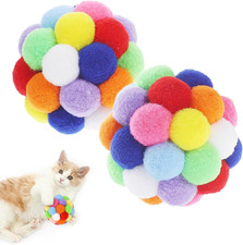 9PCS Cat Toy Balls, 1,75'' Soft Pom Pom Balls for Kittens, Colorful Soft Fuzzy B