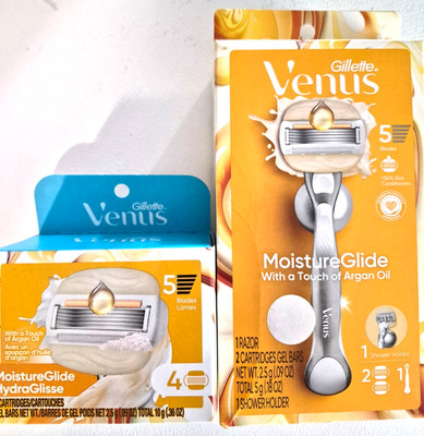 Gillette Fusion5 & Venus MoistureGlide Bundle | Razors + 8 Refills | New & Seale