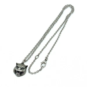 Collier chaîne tête de chat GUCCI argent pendentif SV925 accessoires mode