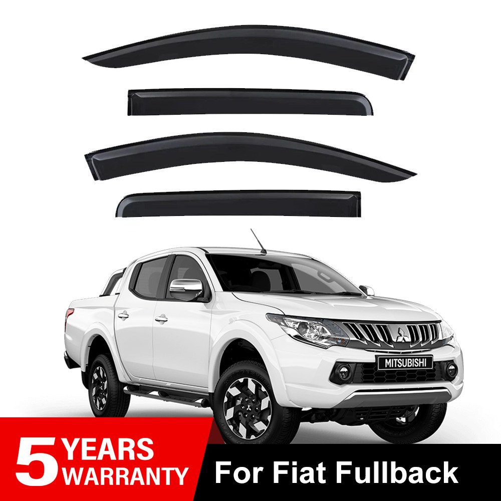 WIND RAIN DEFLECTORS SMOKE TINTED VISORS FOR FIAT FULLBACK 2015-2023 DOUBLE CAB