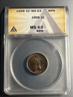 1906 MS63 Indian Head Cent, Graded By ANACS. Nice Original Coin Ready To Ship