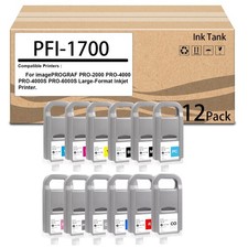 12 Pack PFI-1700 Ink Tank for Ink Cartridge for imagePROGRAF PRO-2000 Open Box 
