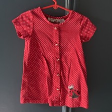 Vestido vintage especial para niñas dama insecto, talla 2T, rojo con lunares blancos