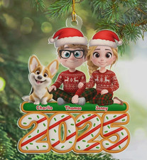 Personalized Couple  Dog Christmas Ornament 2025 Acrylic Keepsake Gift Decor