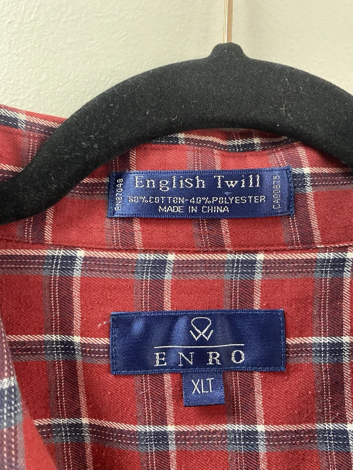 Camisa de vestir ENRO VINTAGE adulto XL gris a cuadros sarga inglesa preppy Y2K para hombre Foto 3 de 4