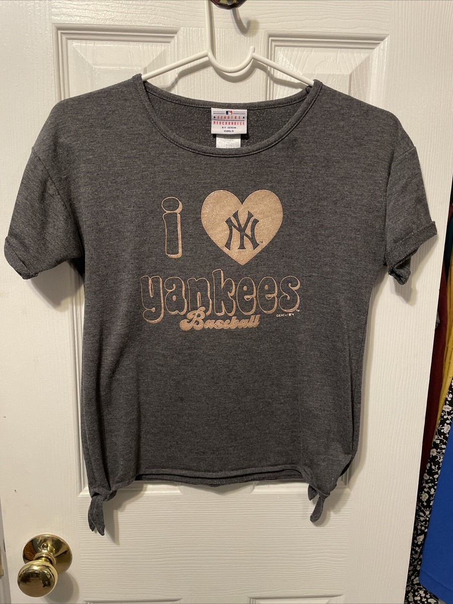New York Yankees Baseball Shirt MLB Genuine Merchandise Girls Gray