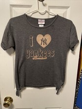 New York Yankees Baseball Shirt MLB Genuine Merchandise Girls Gray Tee Medium