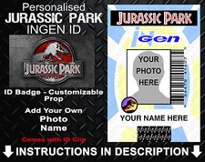 Jurassic Park Ingen Technologies ID Badge Dinosaur Customised Gift Halloween