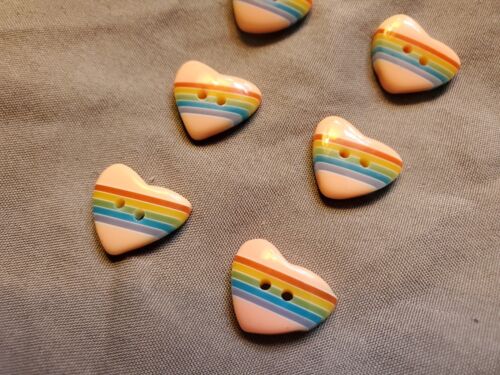 Regenbogenherzknöpfe für Handwerk deutsche Herstellung Pfirsichfarbe 6er Set