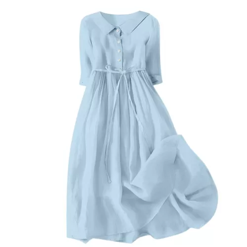 ¡Vestidos largos informales para mujer con botones de lino de algodón vestido caftán talla grande! - Imagen 15 de 35
