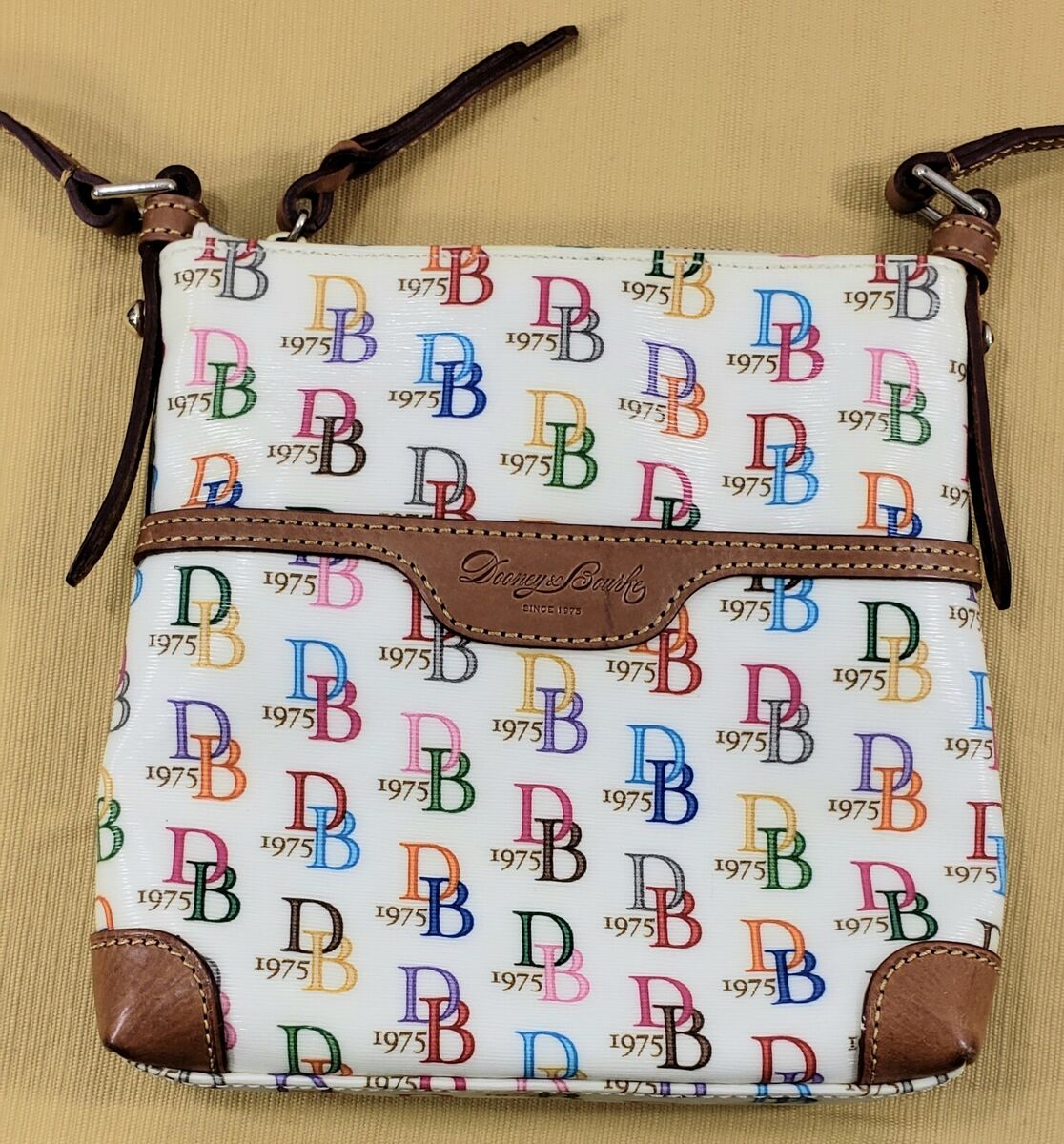 Dooney & Bourke Crossbody Bag Purse Rainbow 1975 Signature Dooney & Bourke Crossbody Bag Purse Rainbow 1975 Signature