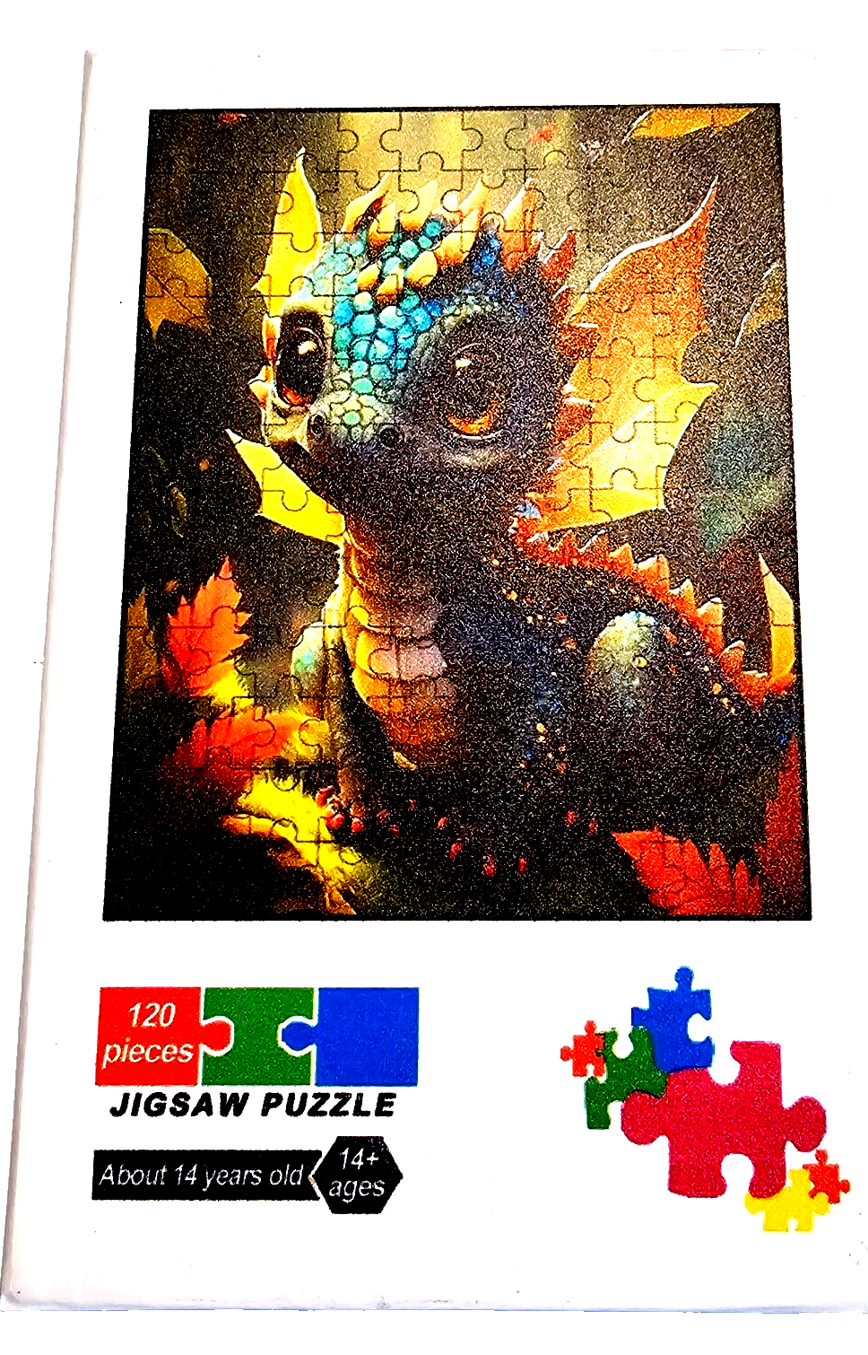 Wooden Dragon Puzzle multicolor 120 pieces letters on back pieces ages 14+