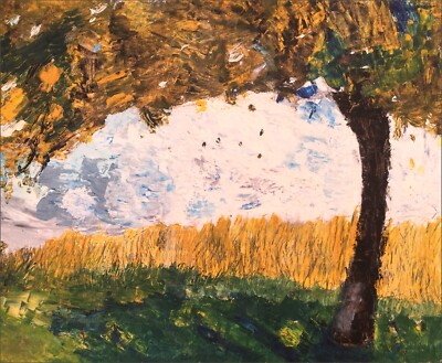 France 20th c.: The Wheat Field and the Tree, Beautiful Expressionist Study