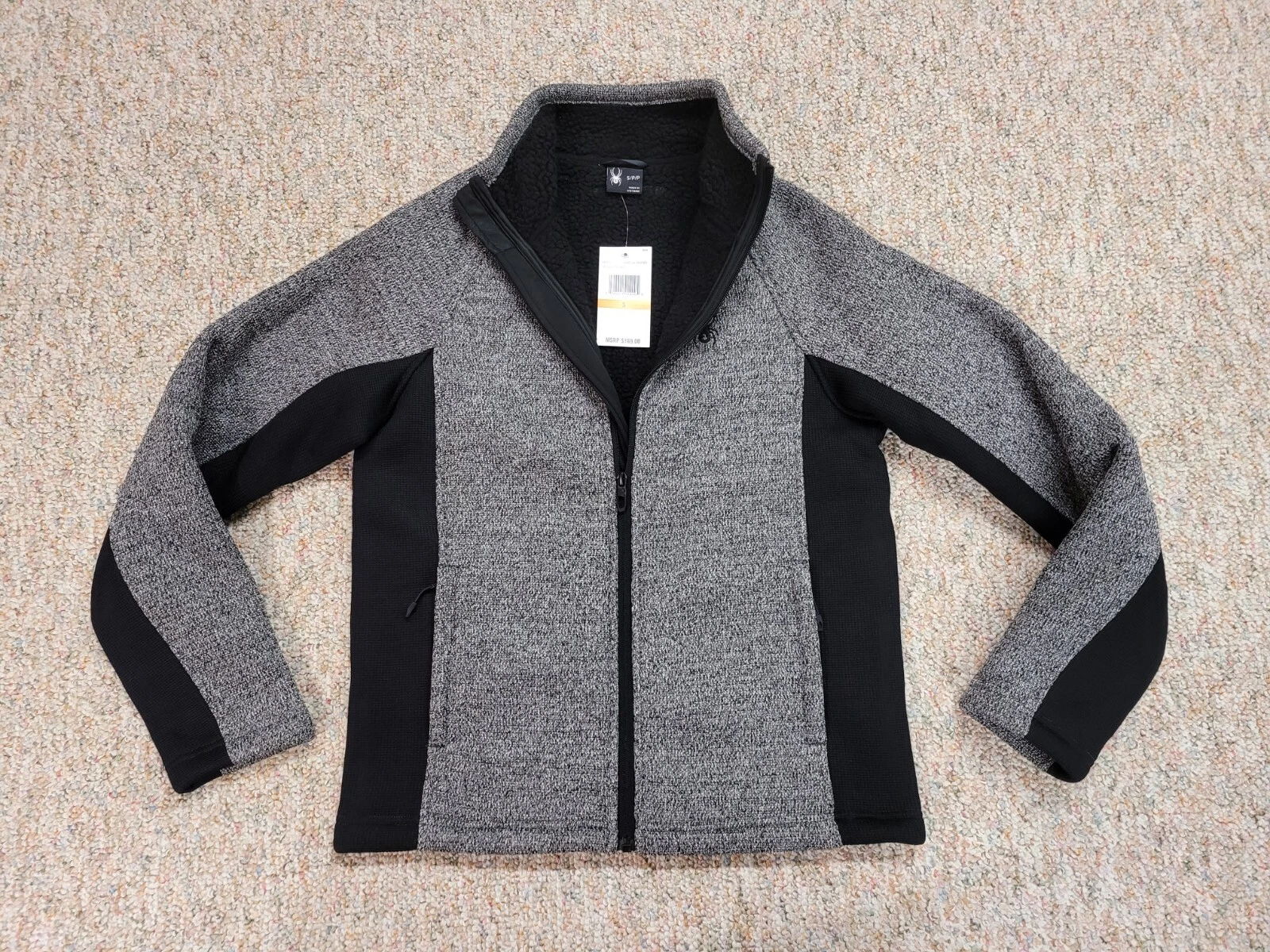 Spyder Full Zip Sherpa Lined Jacket Mens Small Charcoal Heather SPFGD123-065
