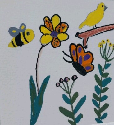 G.A.Titan Acrylic Painting IMPRESSIONISM Yellow Bird Flower Artwork Home Decor
