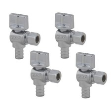 4-Packs Angle Stop Valve 1/2-in PEX x 3/8-in Comp Quarter Turn Water Shut-off...