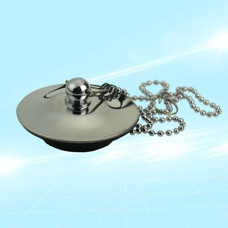 Bathroom Sink Plugs with Chain Kitchen Sink Drain Plugs Leakproof Bath